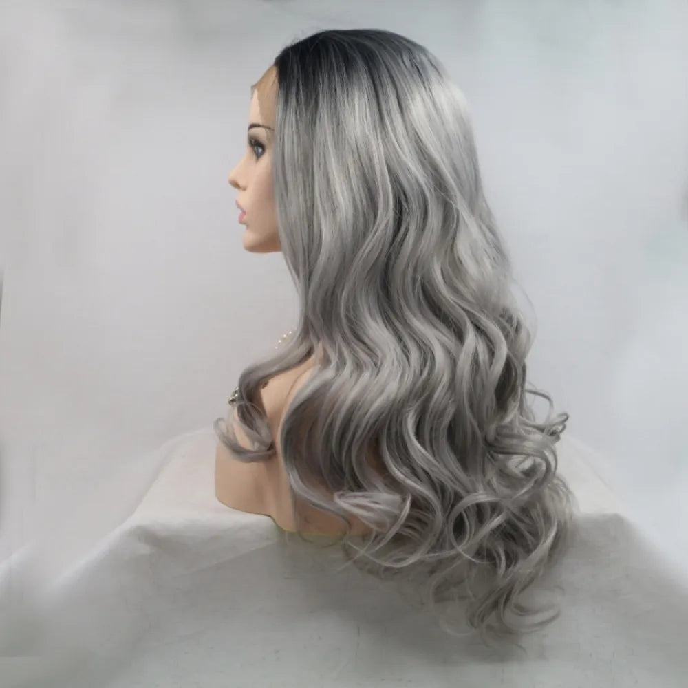 Back view showing wavy 24 inch length