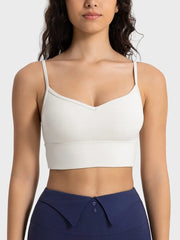 Millennia Spaghetti Strap Sport Bra Ivory - Fashorio
