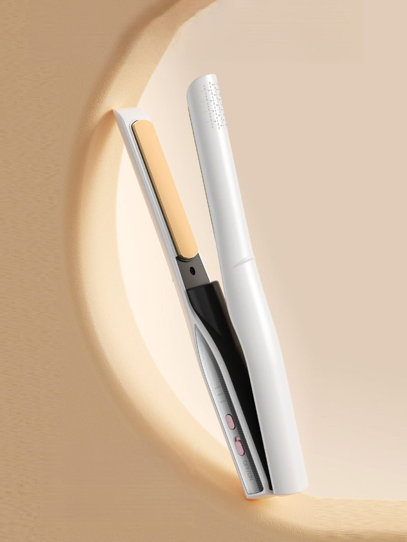 White portable hair straightener full view