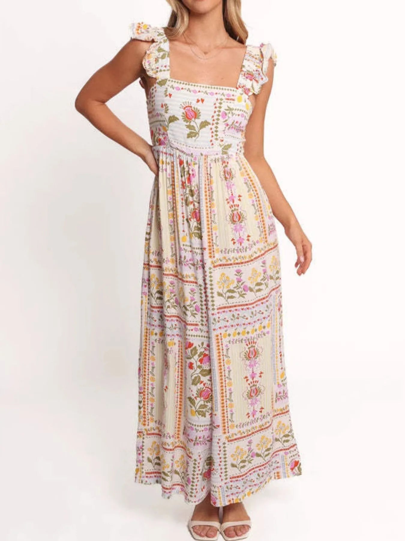 Floral Print Ruffle Strap Jumpsuit Color - Fashorio