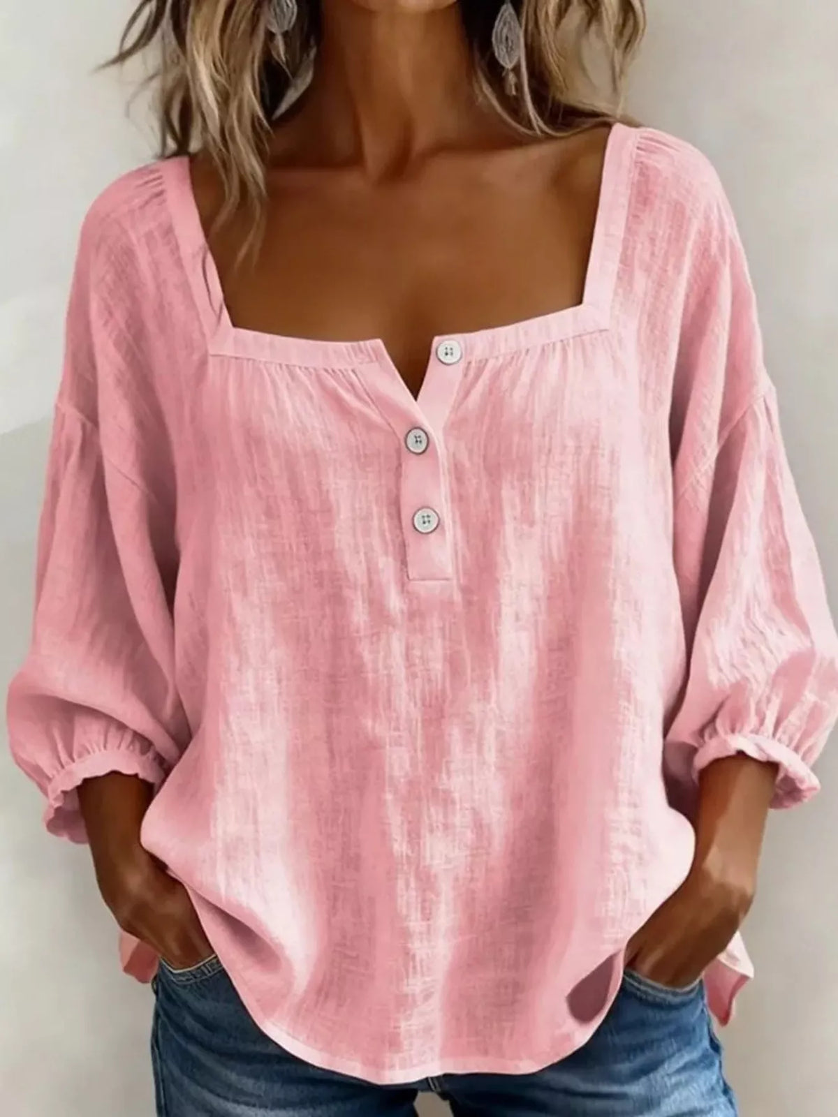Square Neck Button Detail Blouse, view 7