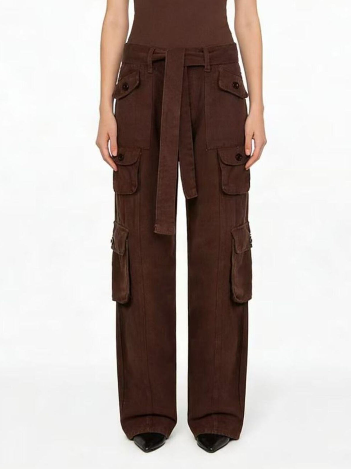 Wide Leg Cargo Denim Jeans, view 7