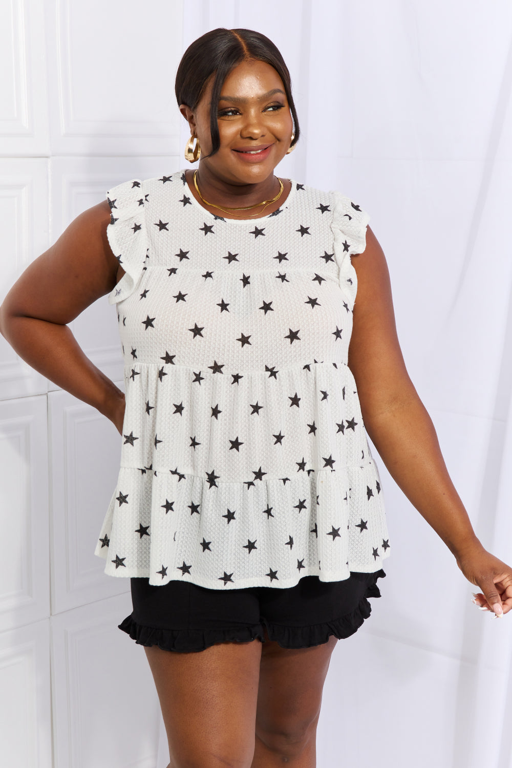 Close up of the round neckline
