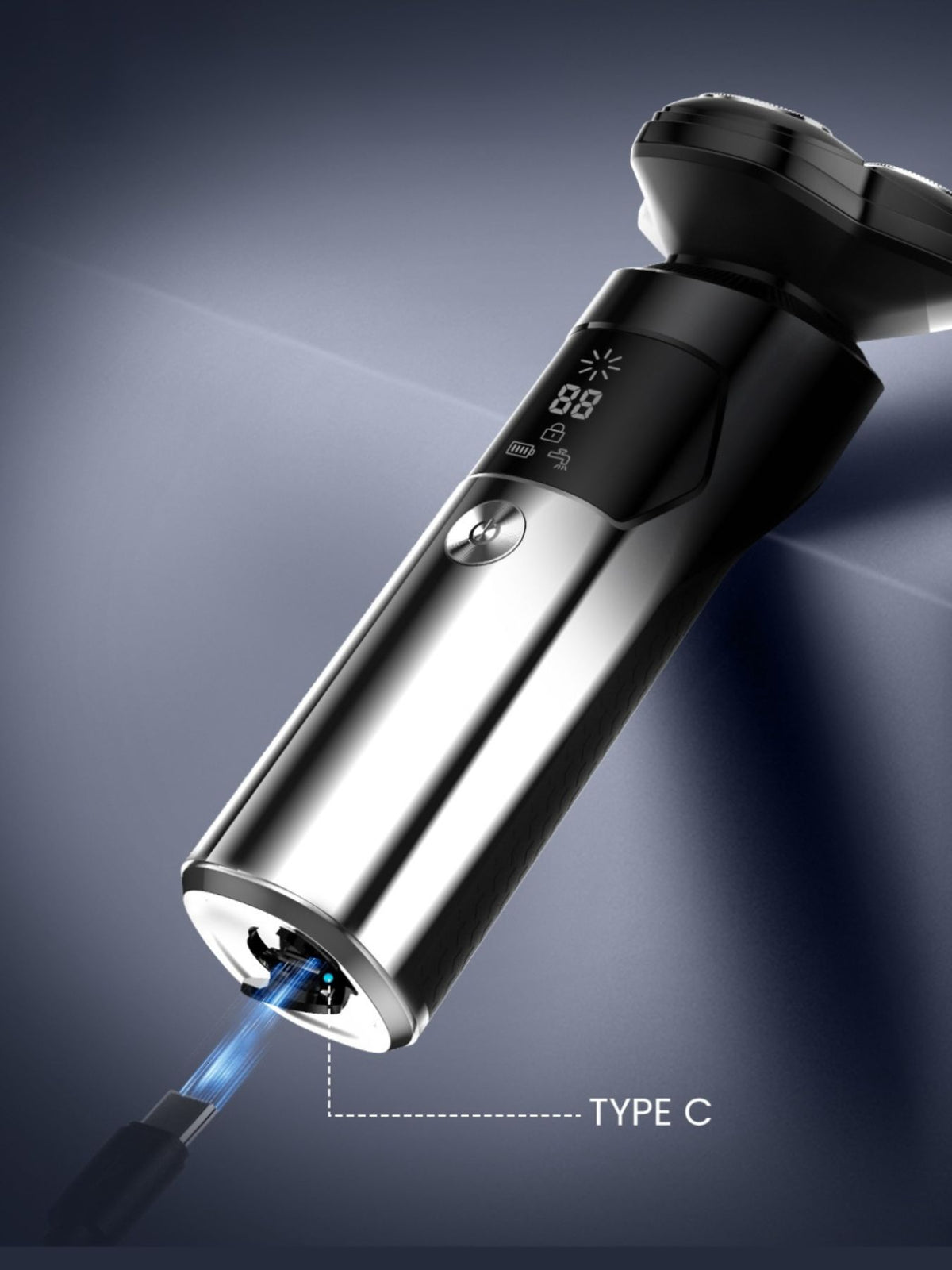 Floating head shaver angle view