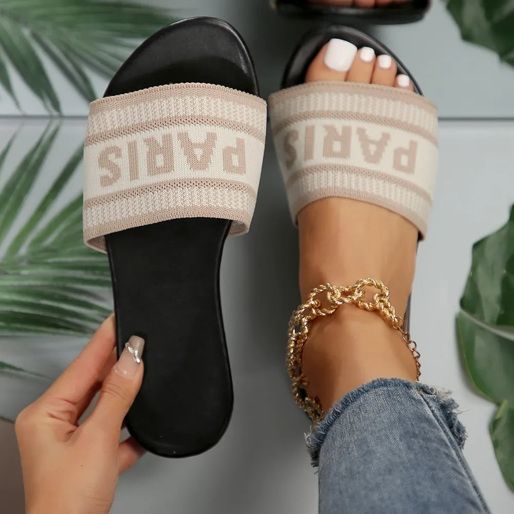 Paris slide sandals in pastel blue