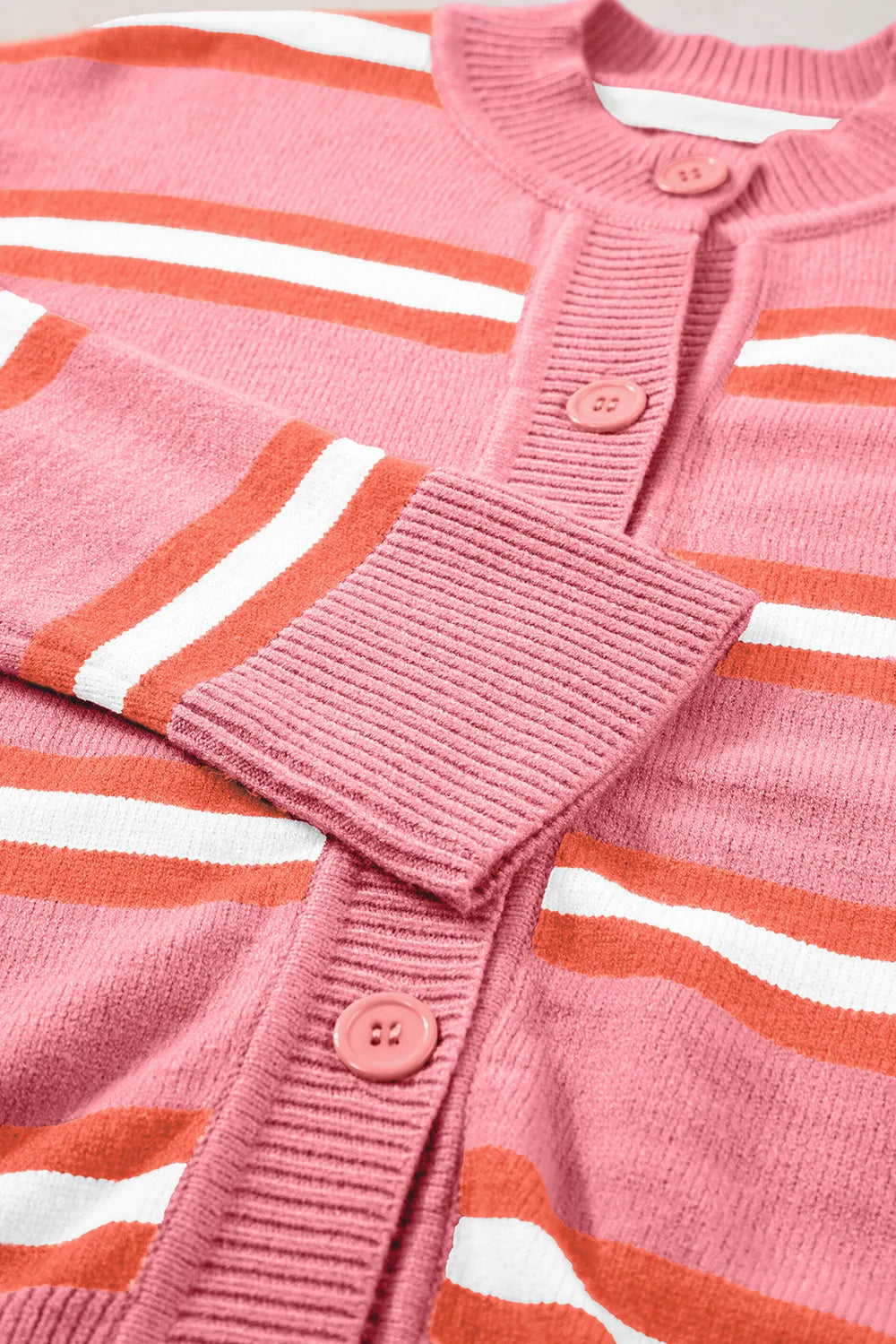 Striped Button Down Long Sleeve Cardigan - Fashorio