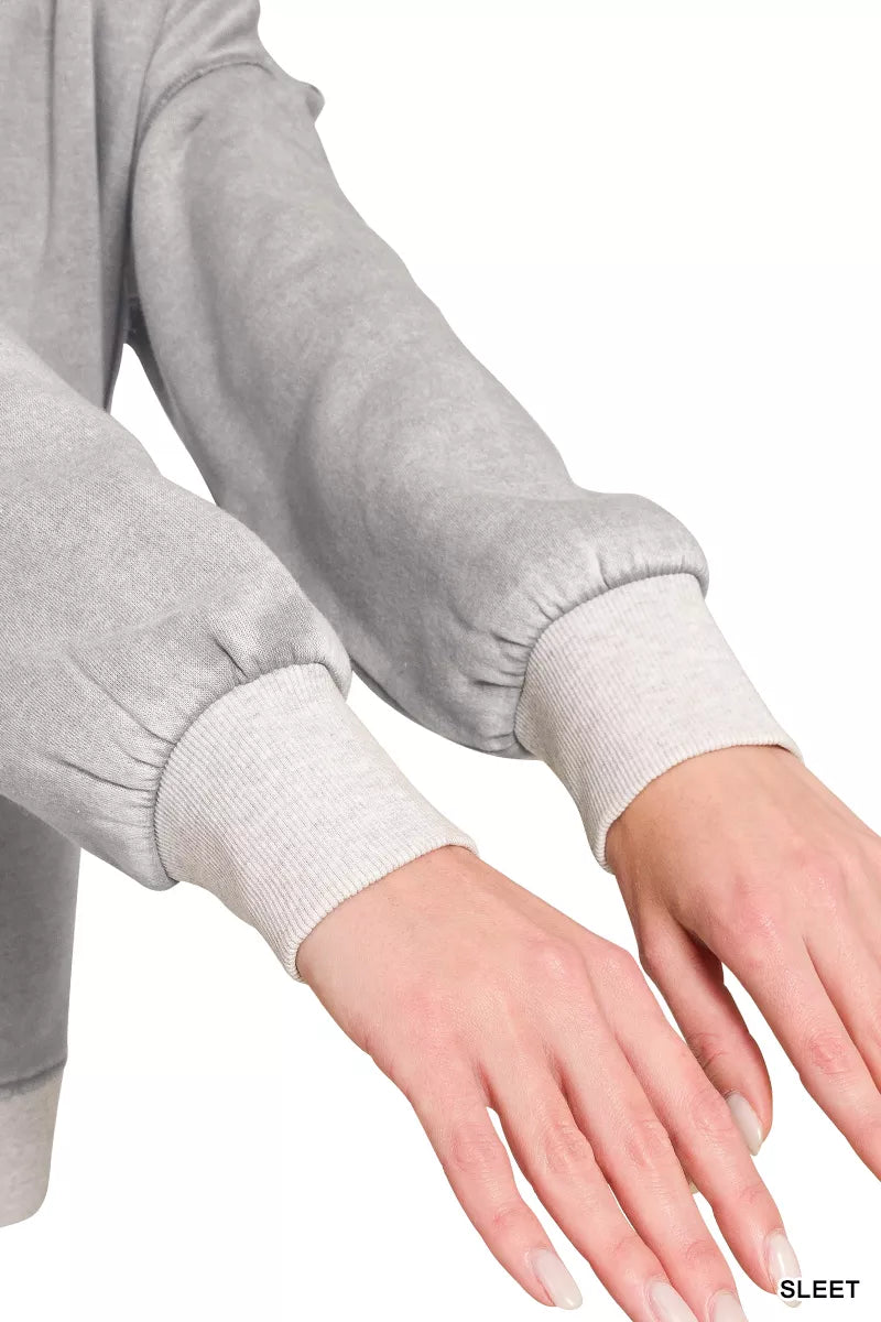Zenana acid wash contrast trim sweatshirt styled