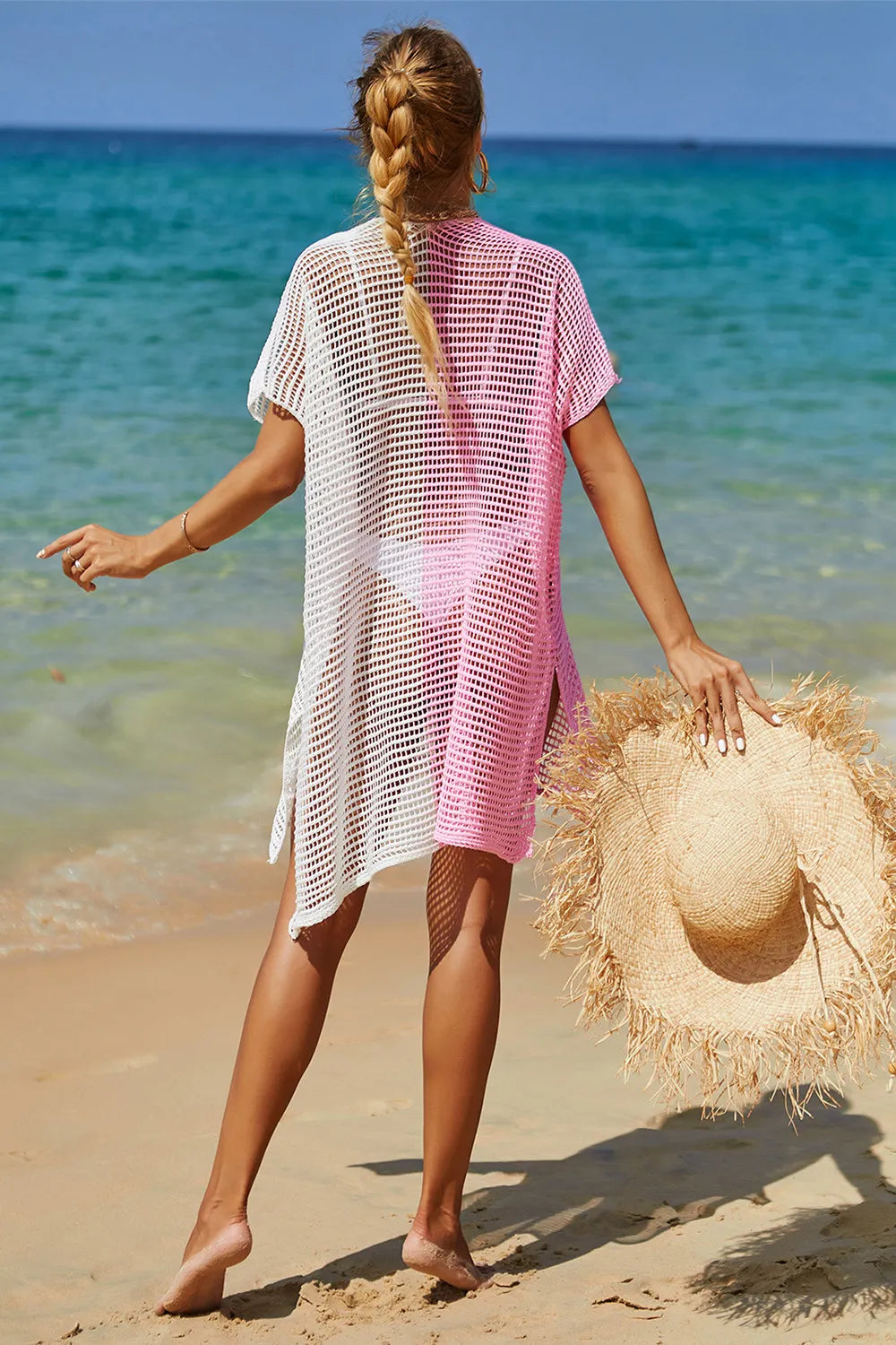 Openwork knit cover up front view