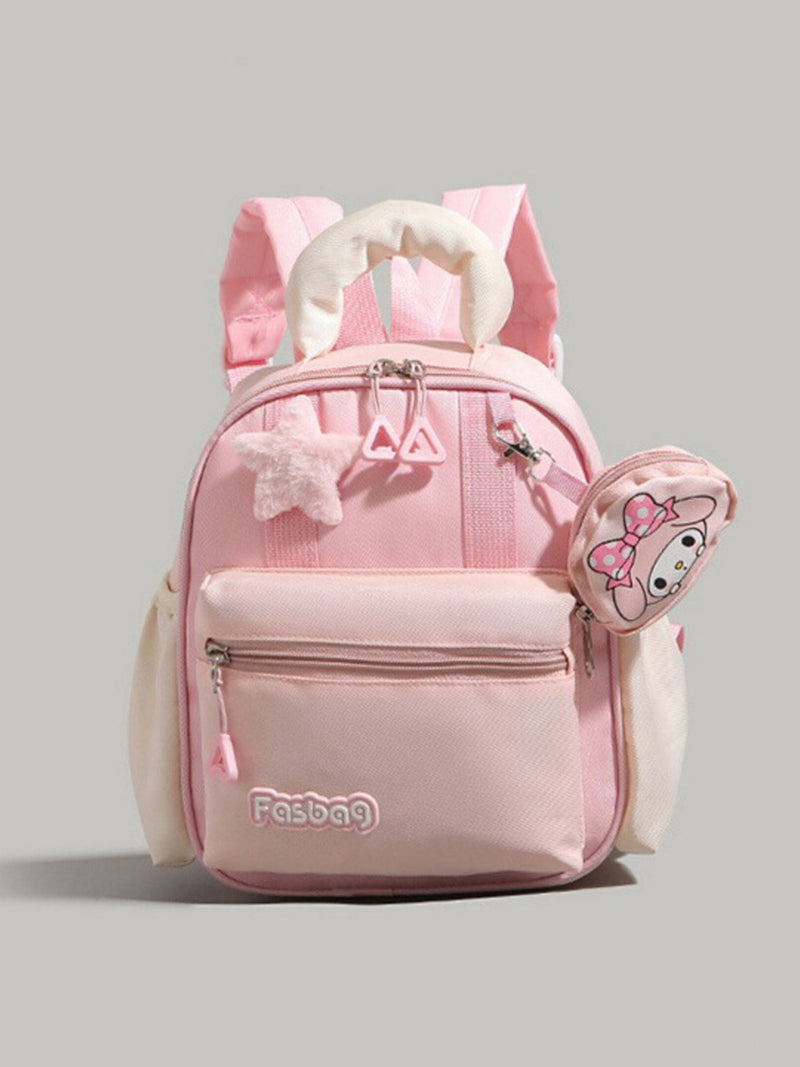 Blush pink nylon mini backpack front view