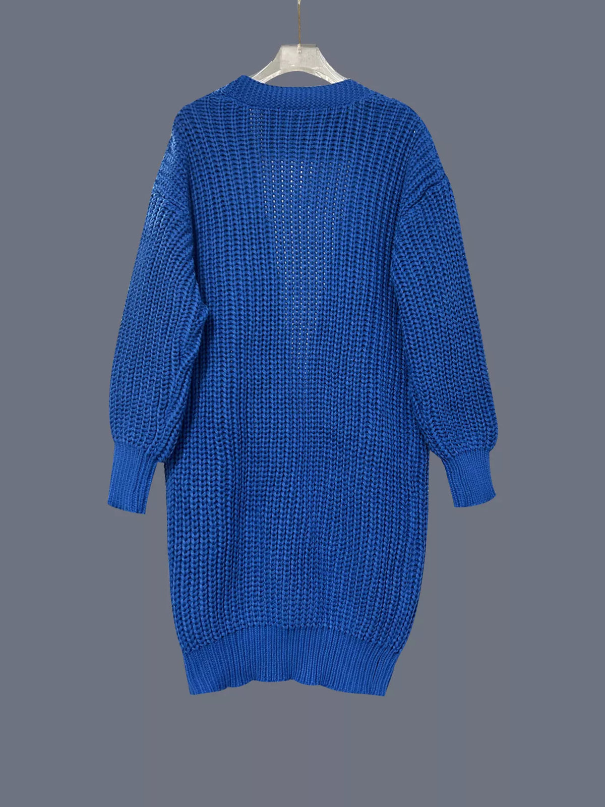 Chunky knit open front cardigan, knit texture close up