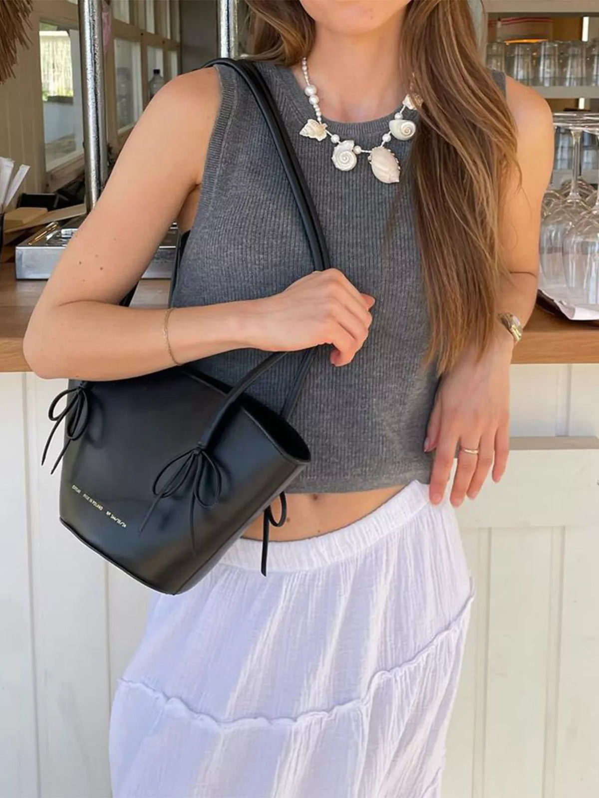 Ribbed knit tank top back view