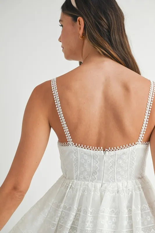 Eyelet Lace Babydoll Mini Cami Dress view 7