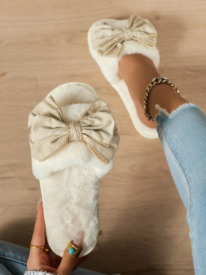 Bow Open Toe Slippers - Fashorio