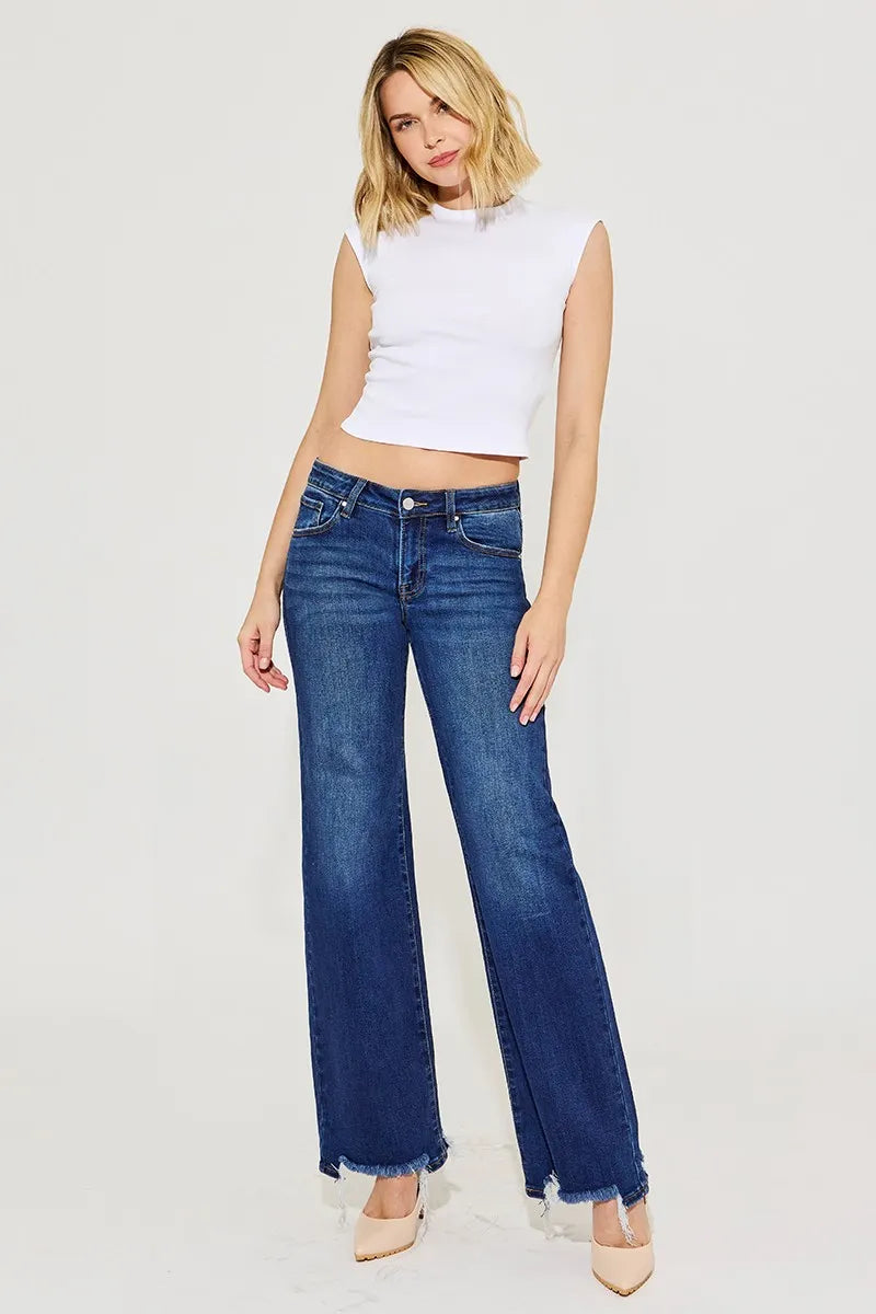RISEN Full Size Low Rise Wide Leg Jeans Plus Size - Fashorio