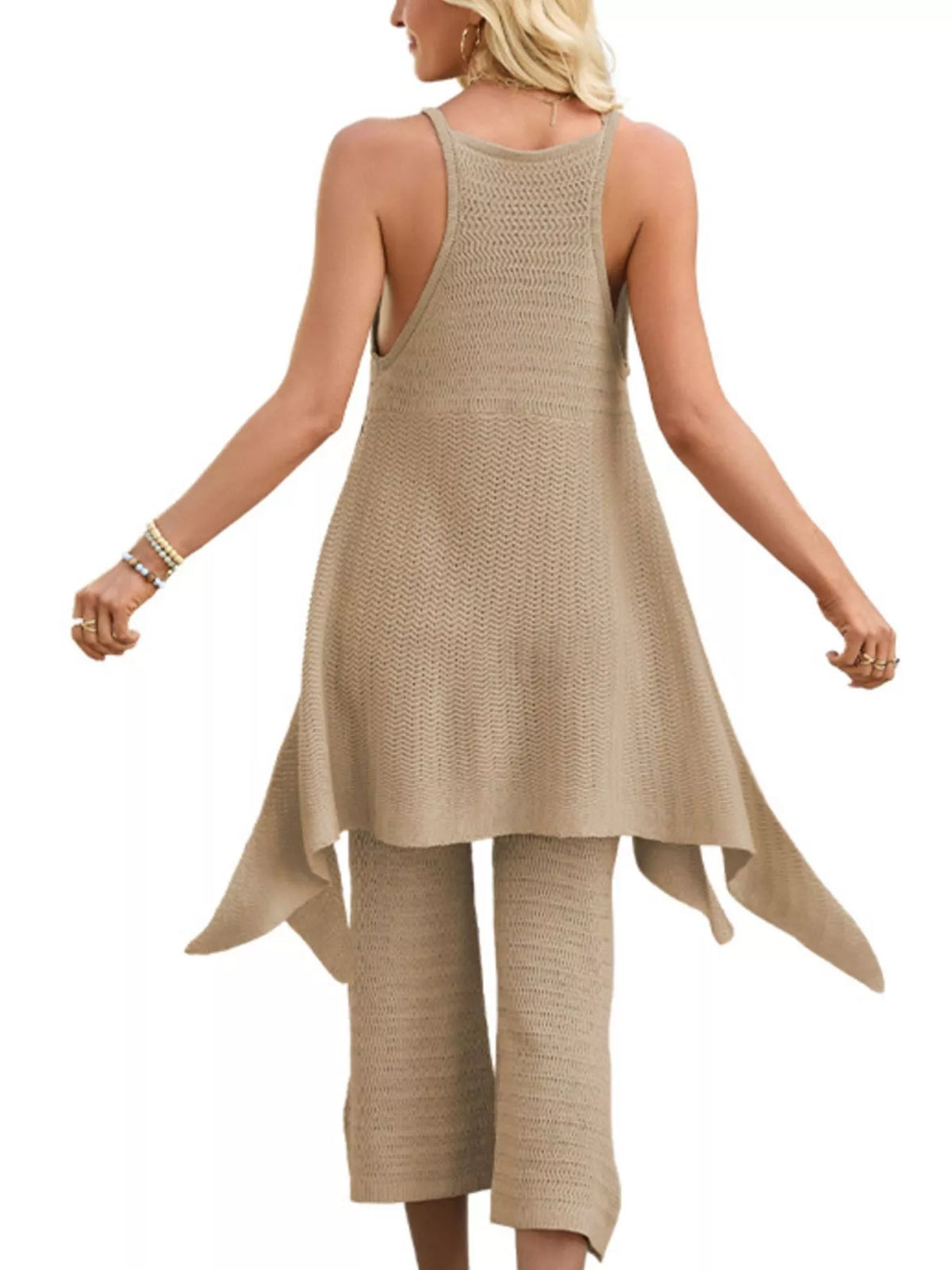 Asymmetrical Hem Top and Pants Set, view 11