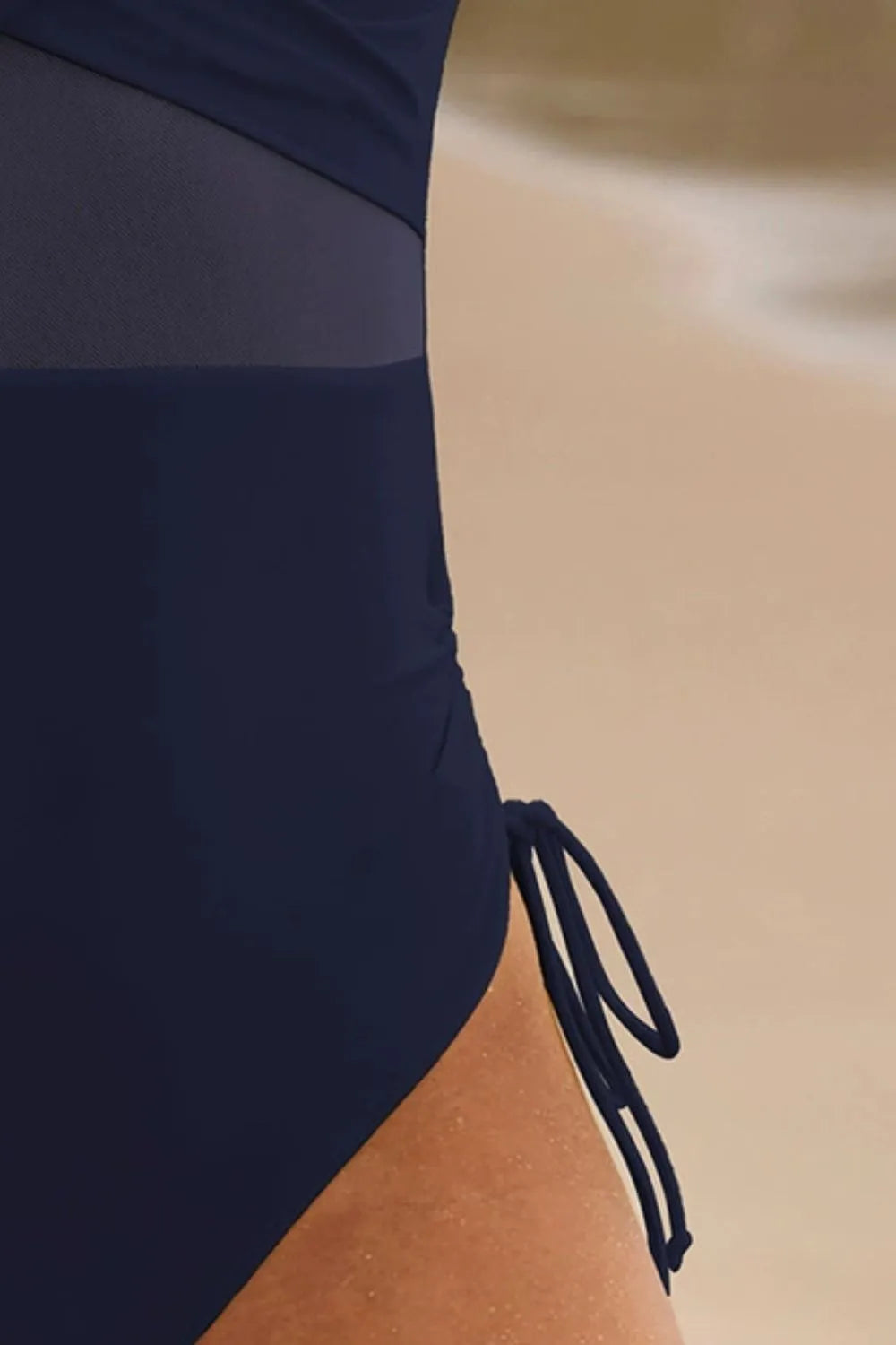 Dark navy one piece swimsuit crisscross back