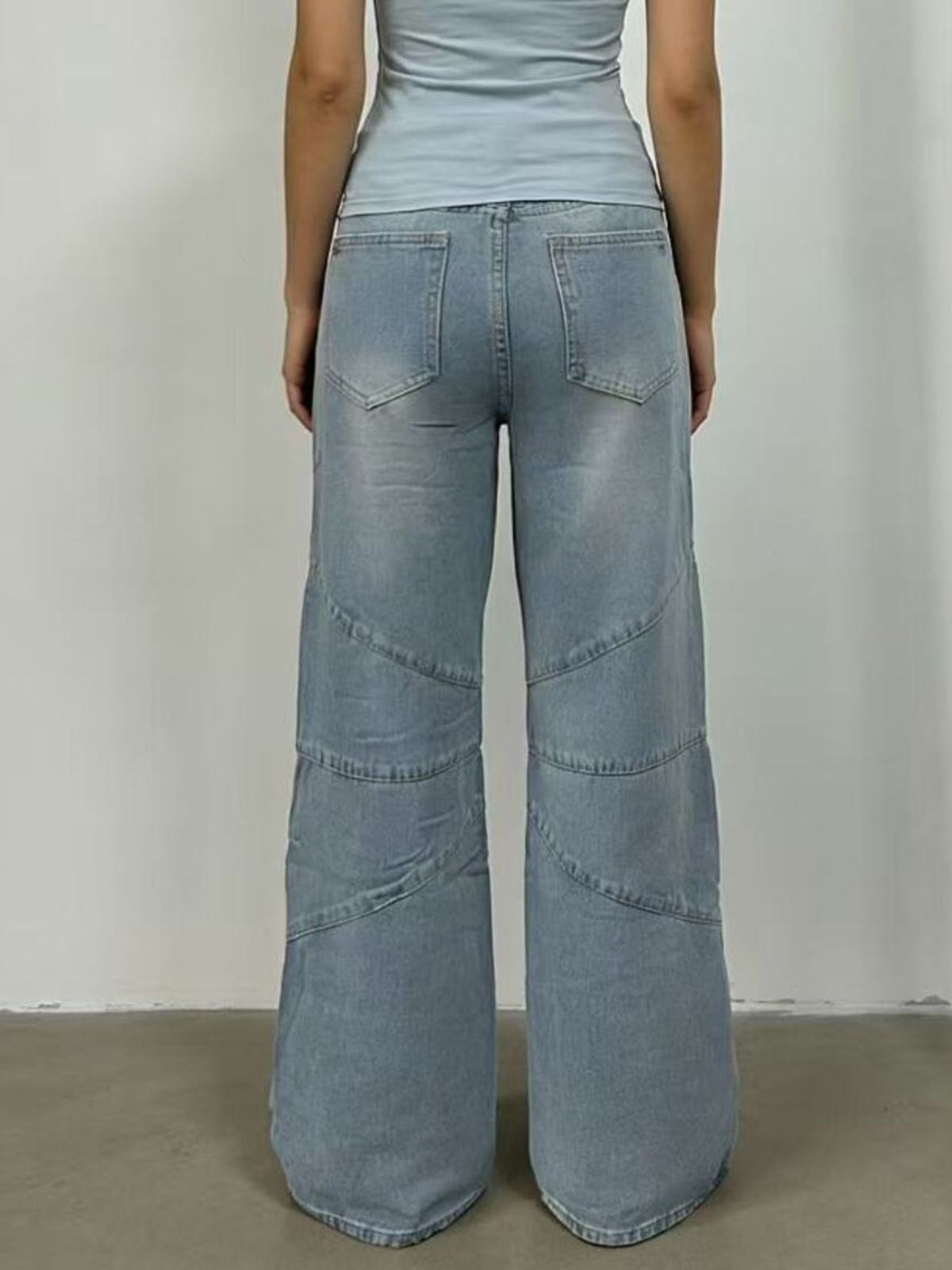 Wide leg vintage denim waist detail