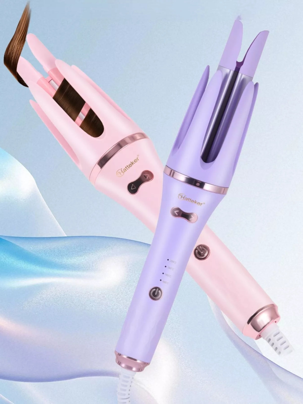 Automatic rotating curler barrel close up