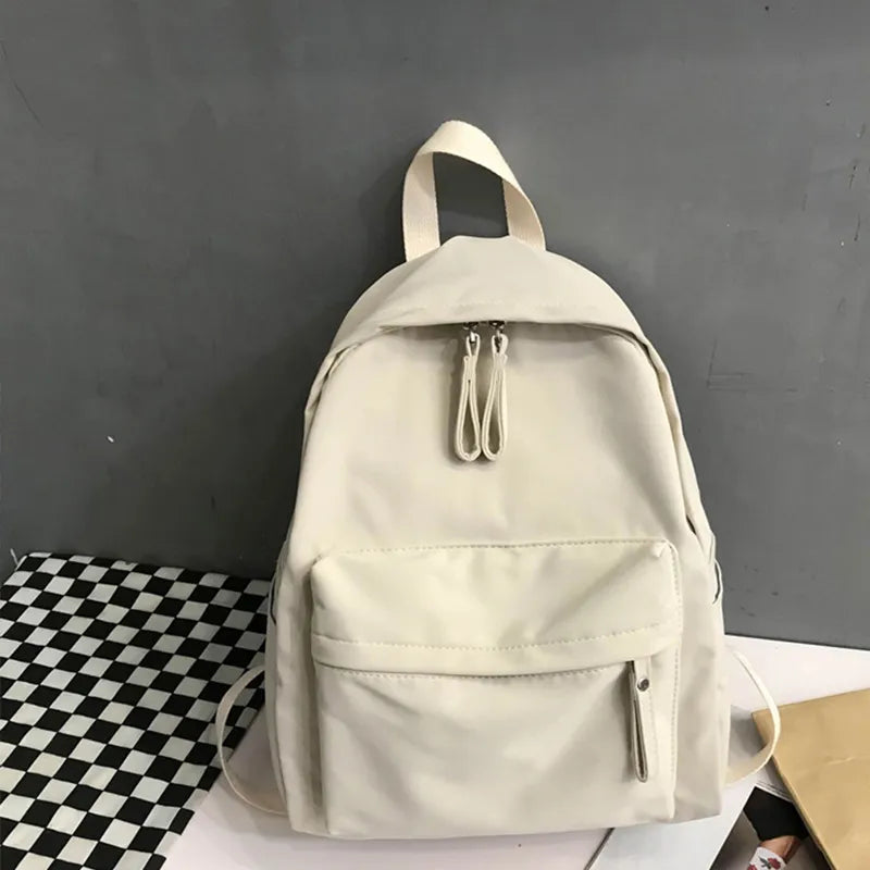 Cotton zip top backpack top zip detail