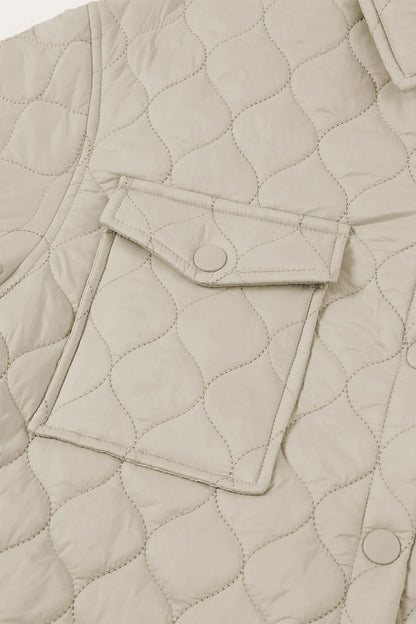 Snap Down Collared Winter Coat - Fashorio