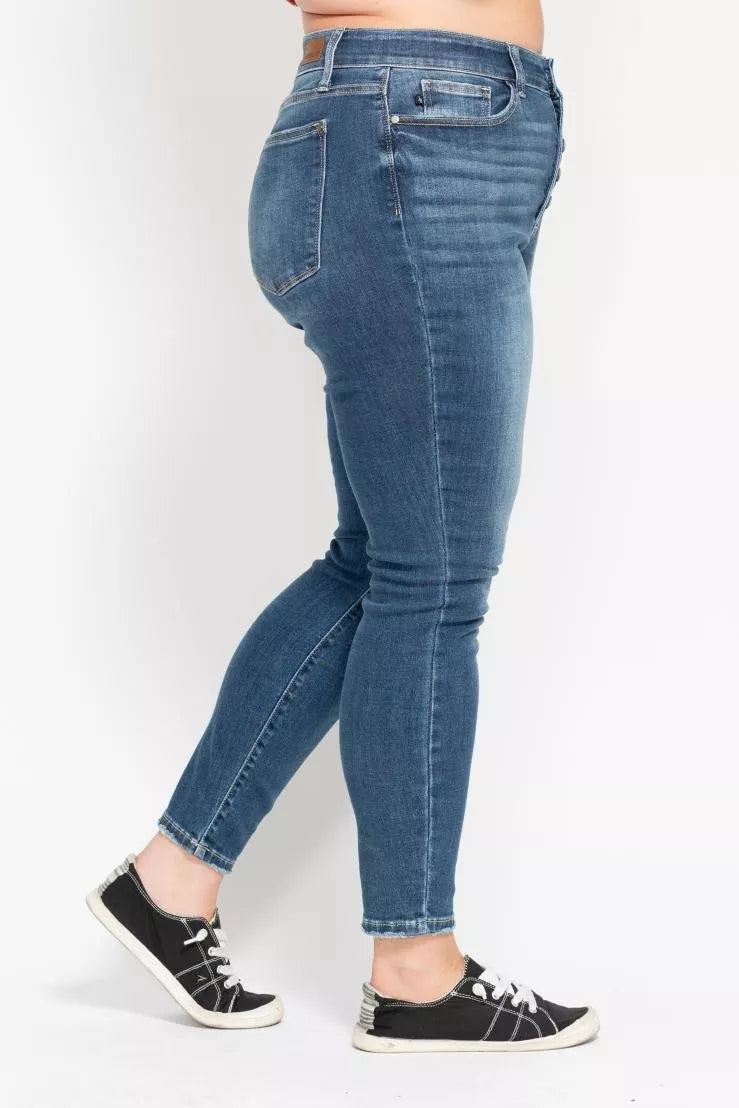 Judy Blue High Rise Button Fly Skinny Jeans, view 14