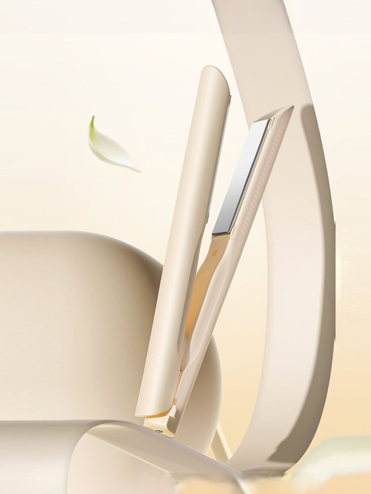 Hair straightener heated plates close up
