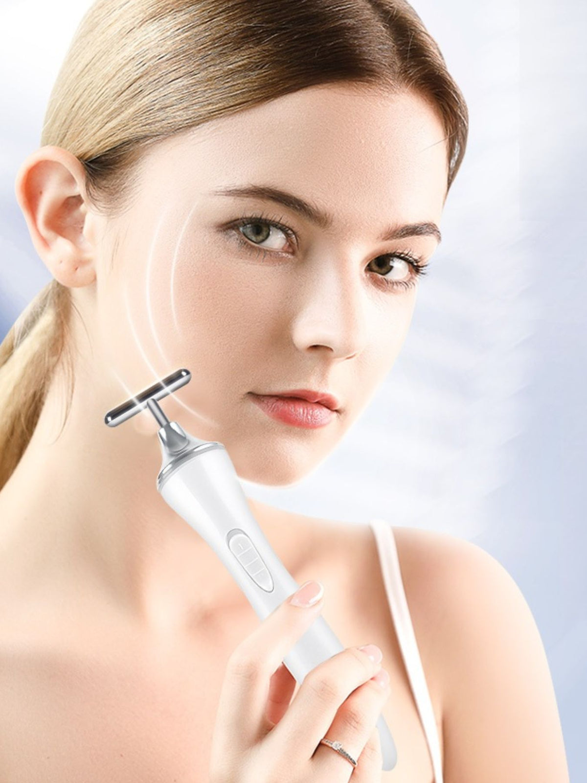 T shape skincare tool full view