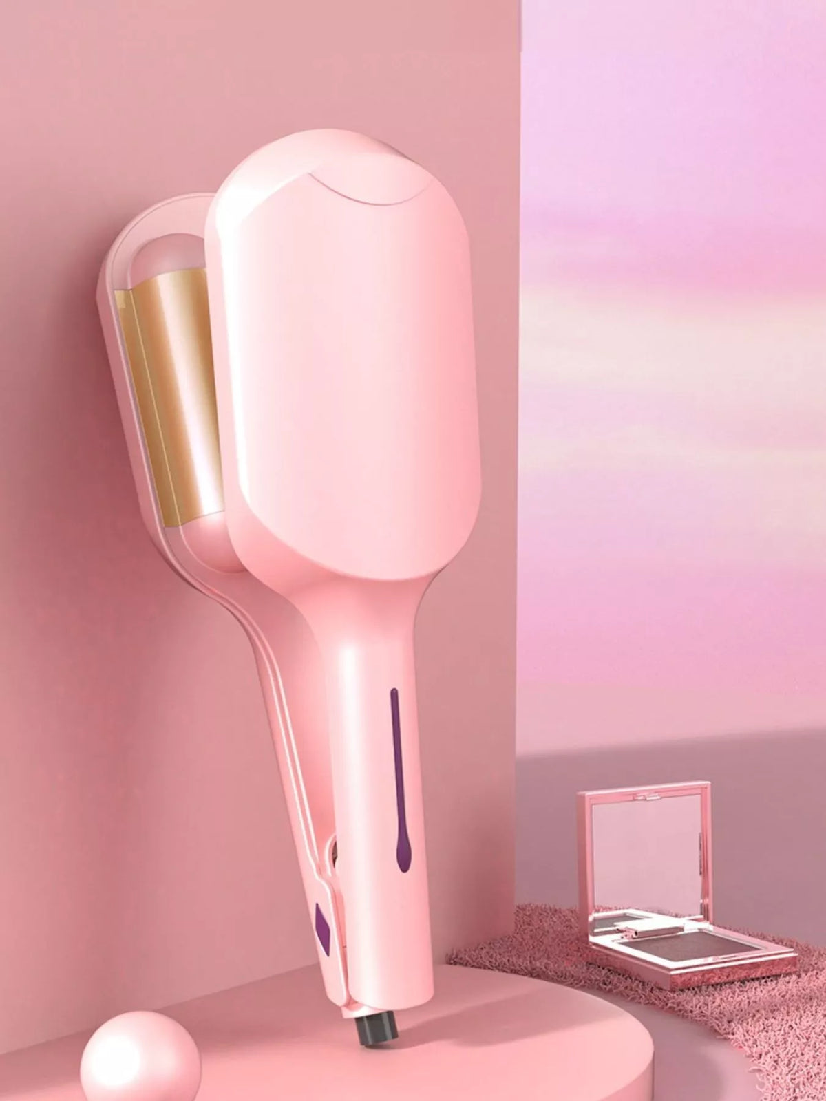 Fast heating curling iron in dusty pink