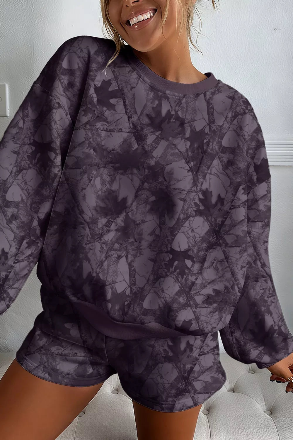 Camo print two piece set side view