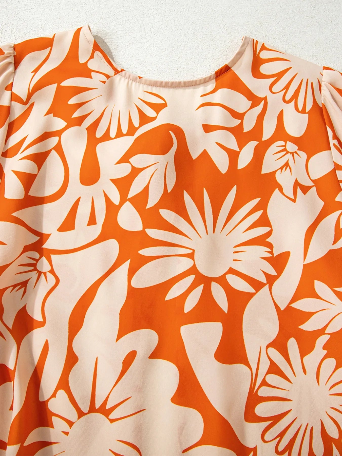 Printed Tie Back Balloon Sleeve Blouse - Fashorio