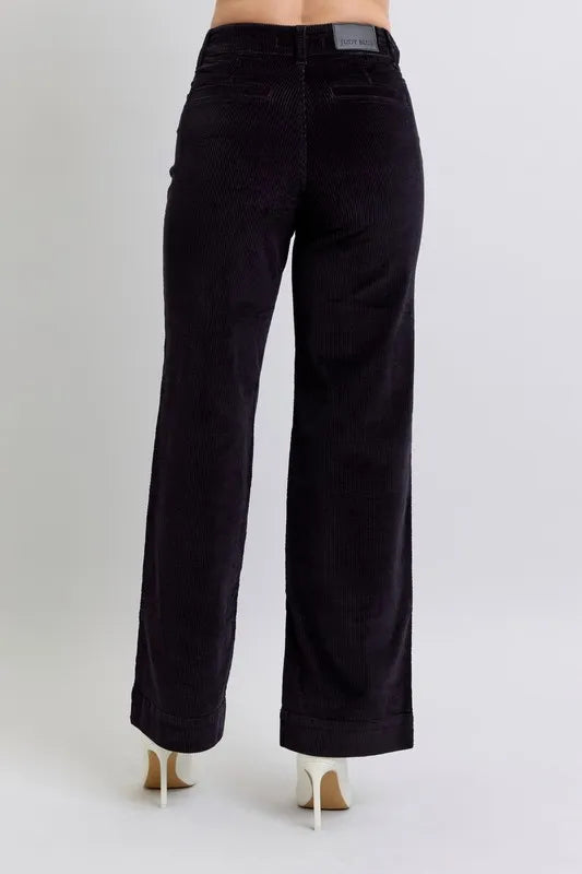 Judy Blue Full Size High Waist Corduroy Trouser Wide Plus Size - Fashorio