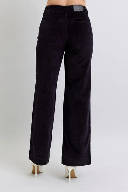 Judy Blue Full Size High Waist Corduroy Trouser Wide Plus Size - Fashorio