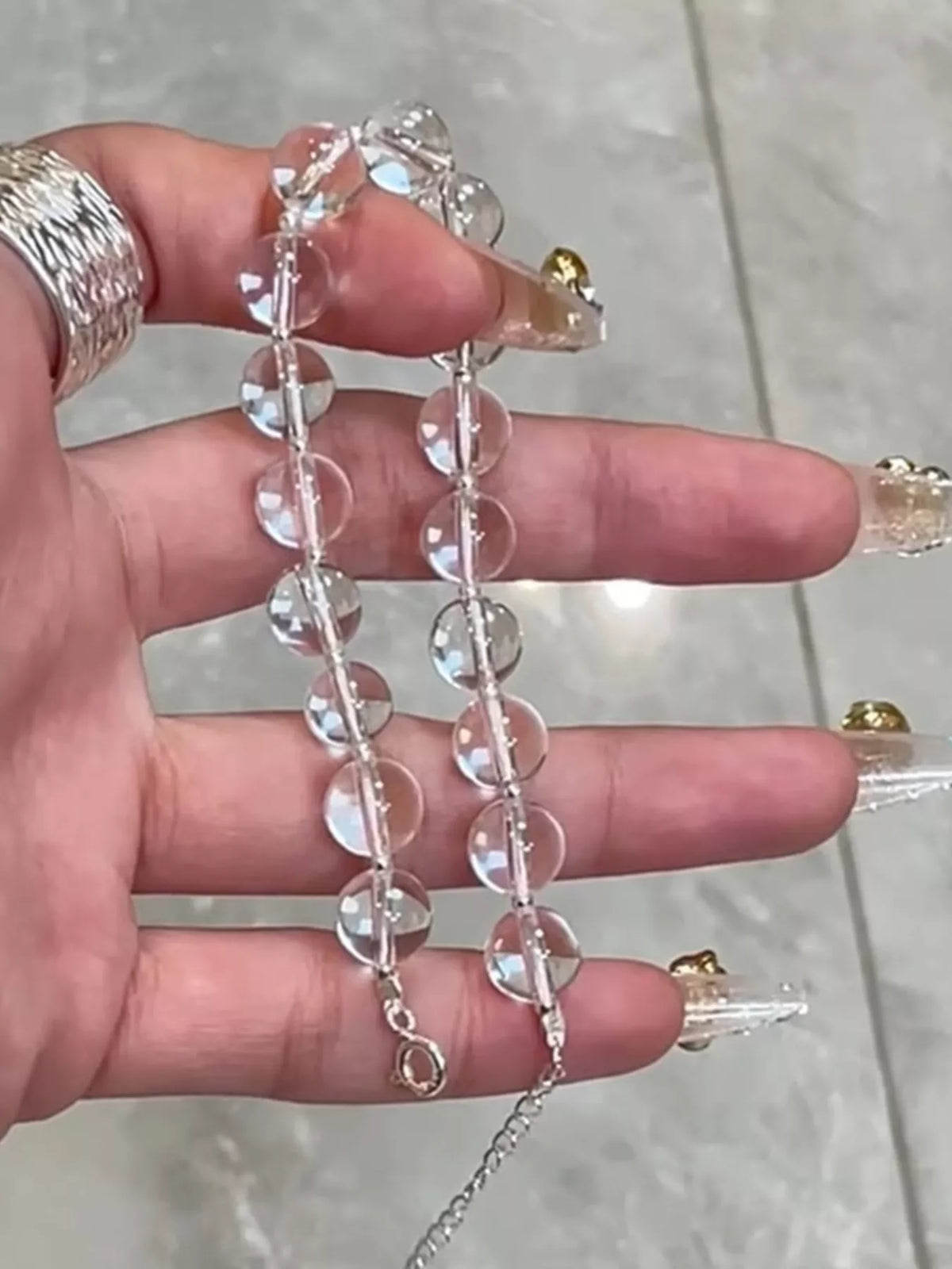 925 sterling silver crystal bracelet clasp and extender detail