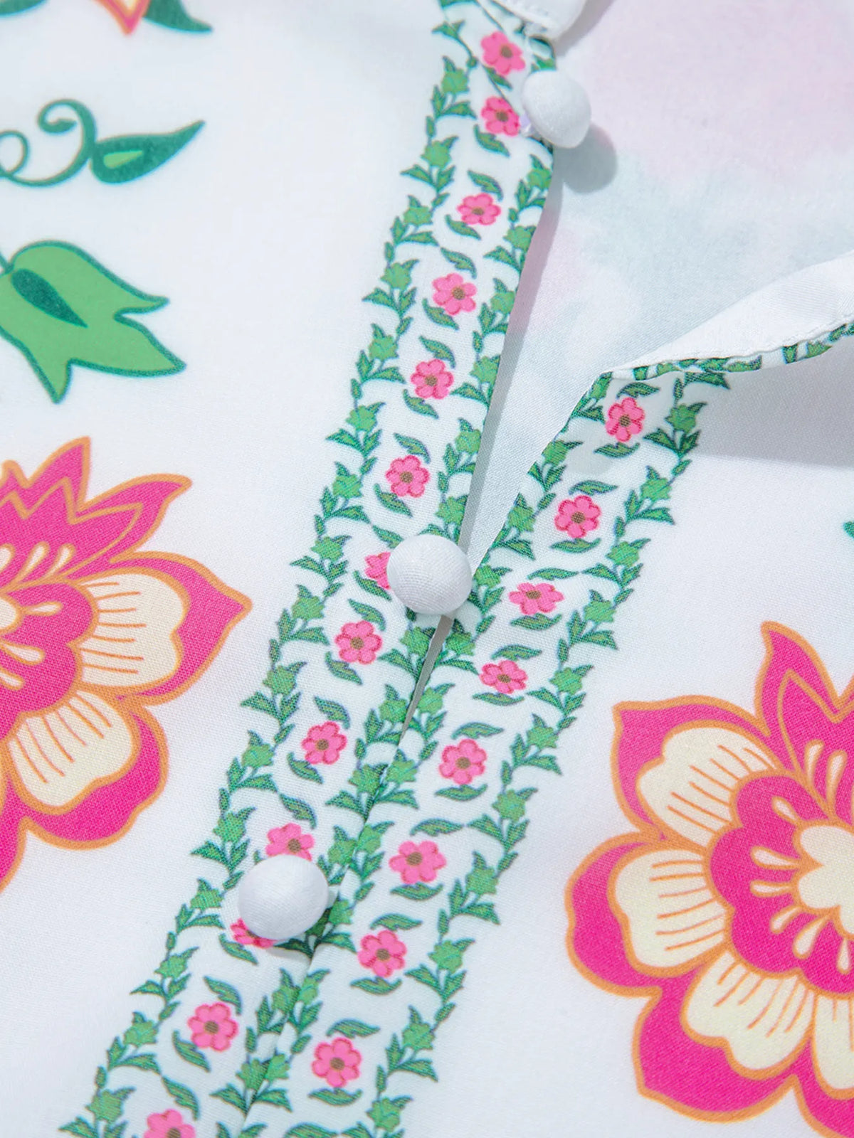 Floral Half Button Mandarin Neck Maxi Dress, back view