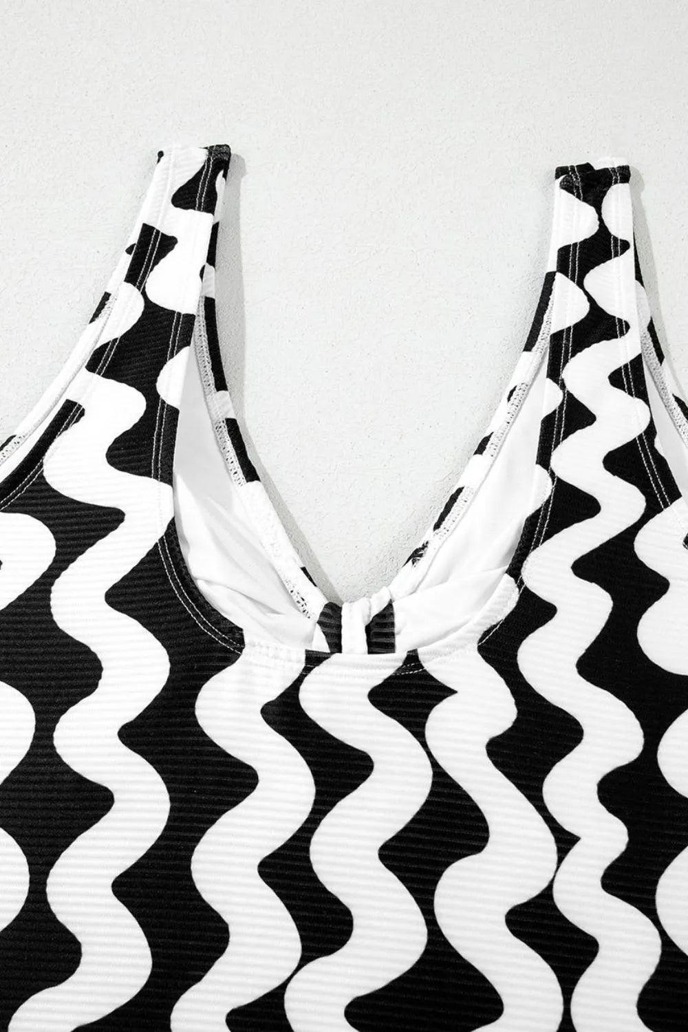 Tied Front Contrast Striped One-Piece Swimsuit - Fashorio