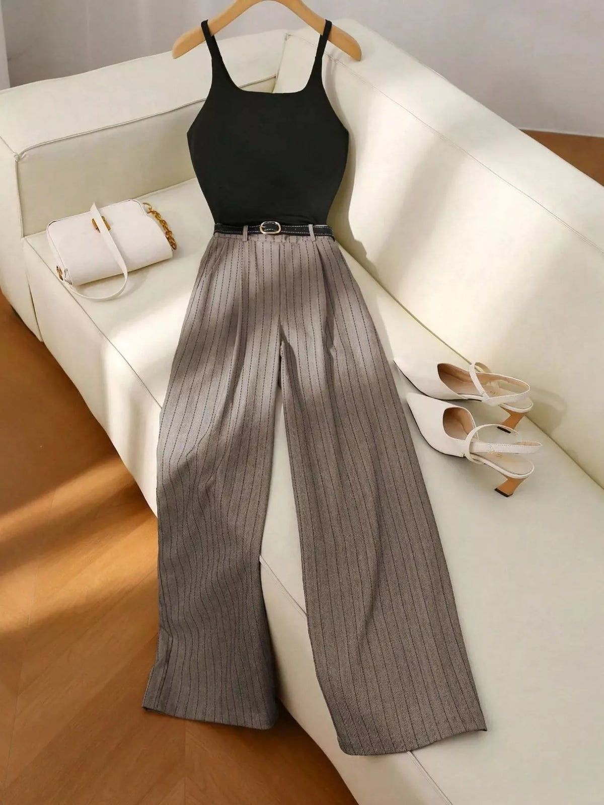 Two piece pants set styling angle