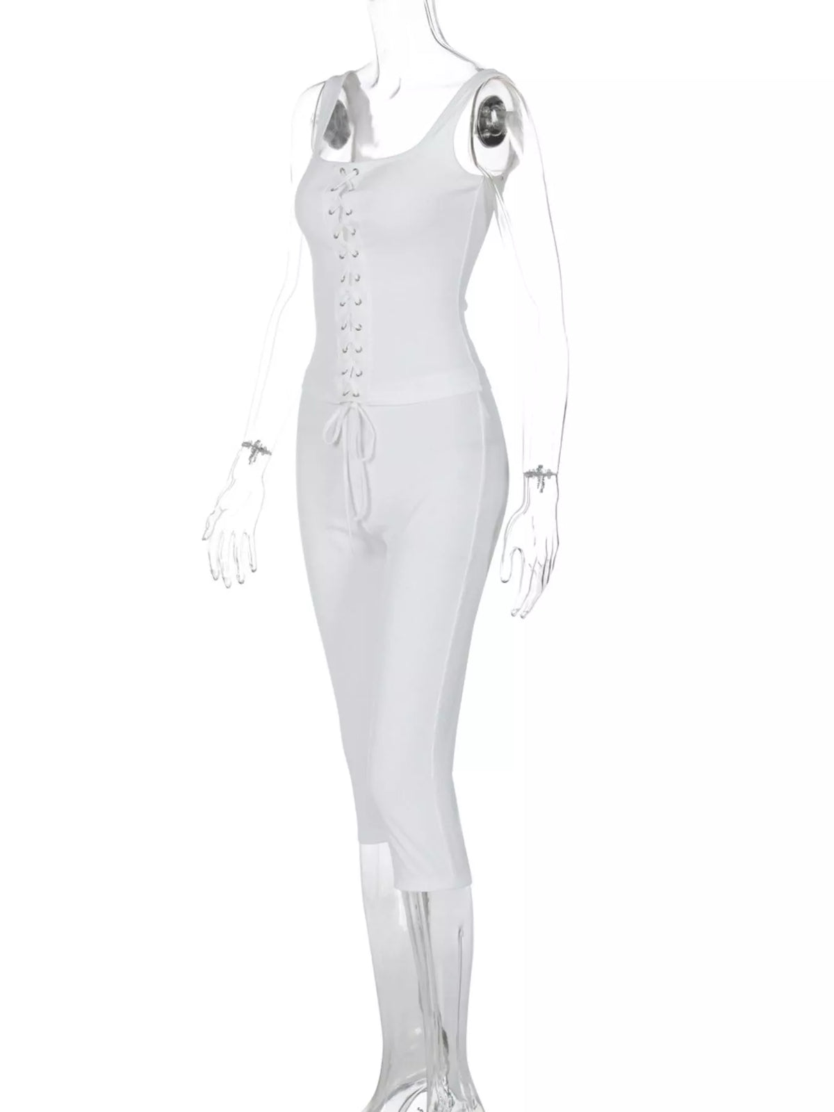 Lace Up Tank and Capri Two Piece Set, view 7