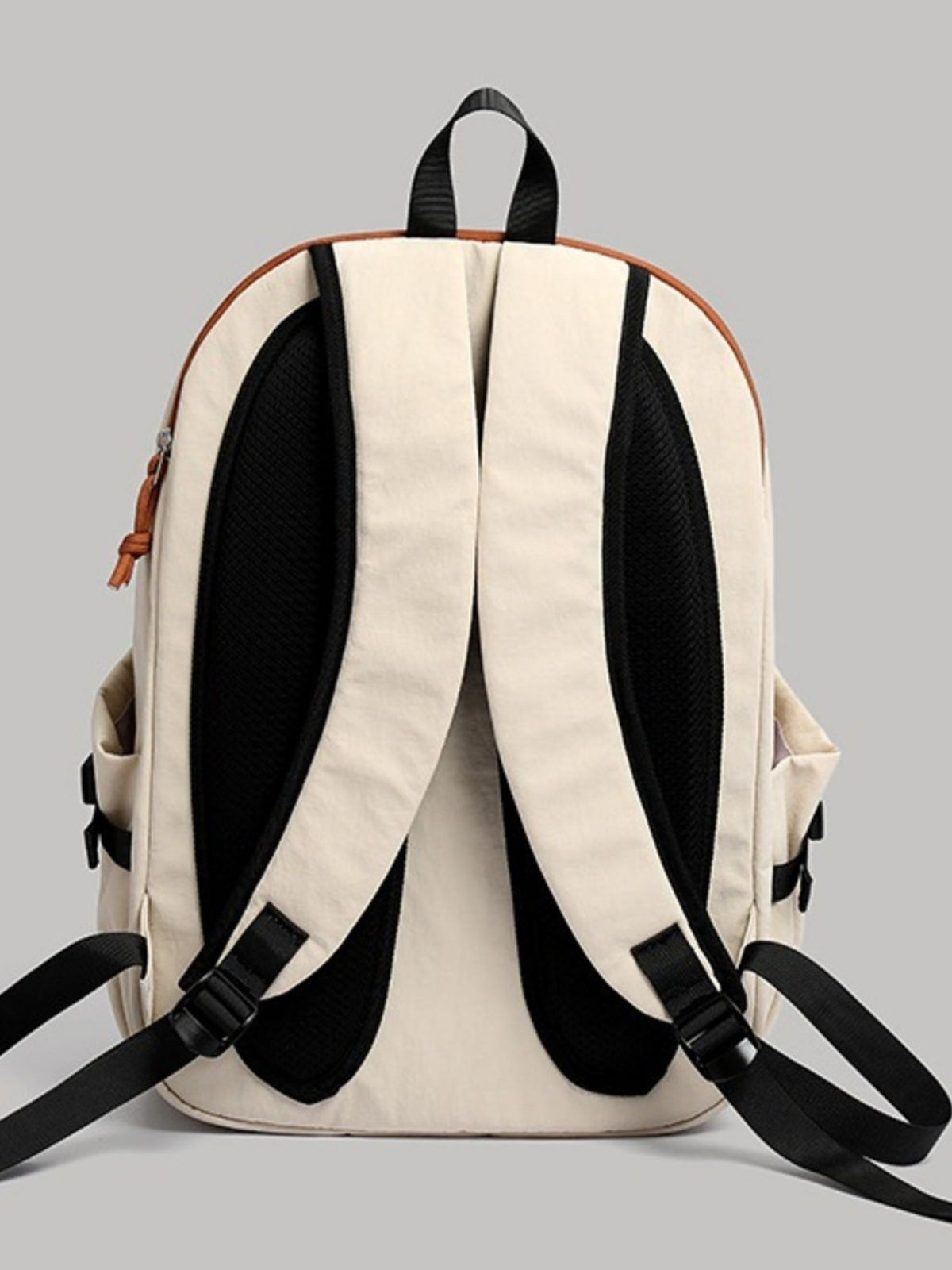 Orange color block nylon backpack interior compartment