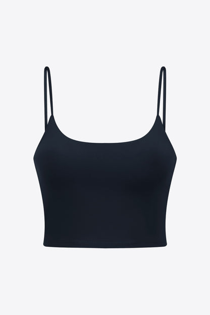 Millennia Feel Like Skin Scoop Neck Sports Cami Black - Fashorio