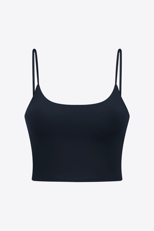 Millennia Feel Like Skin Scoop Neck Sports Cami Black - Fashorio