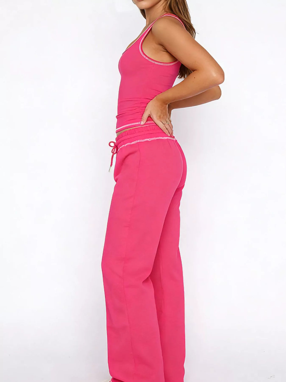 Scoop Neck Tank and Drawstring Pants Set, view 26