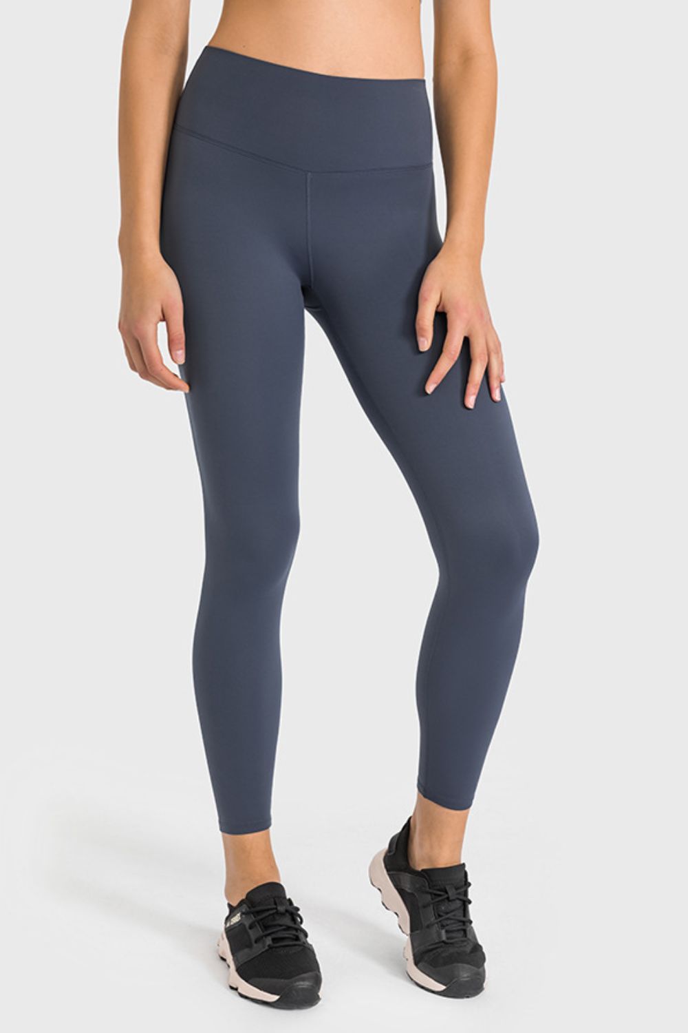 high waist ankle length yoga leggings back view