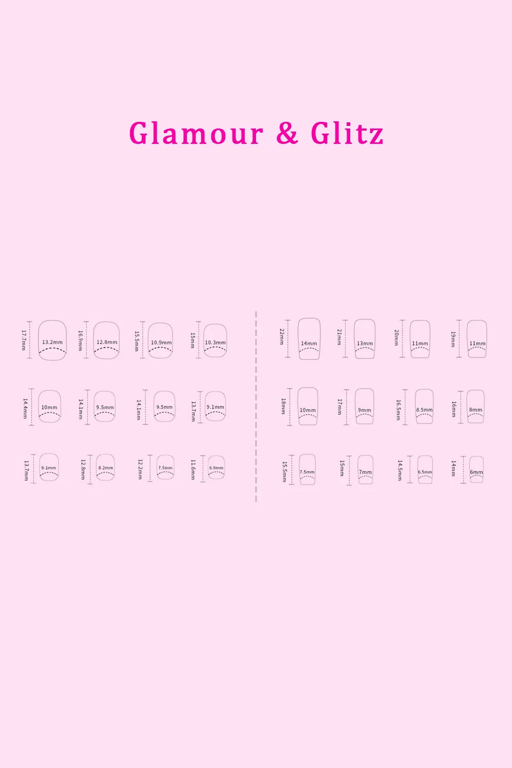 Full set of press on nail sizes