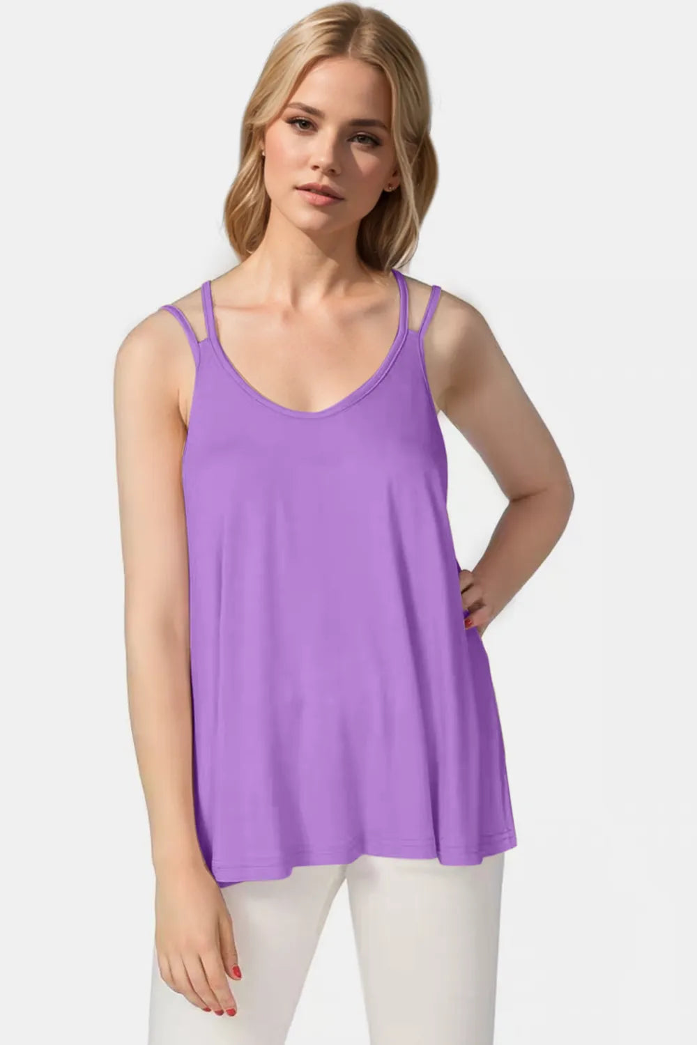 Bamboo spaghetti strap cami top back view