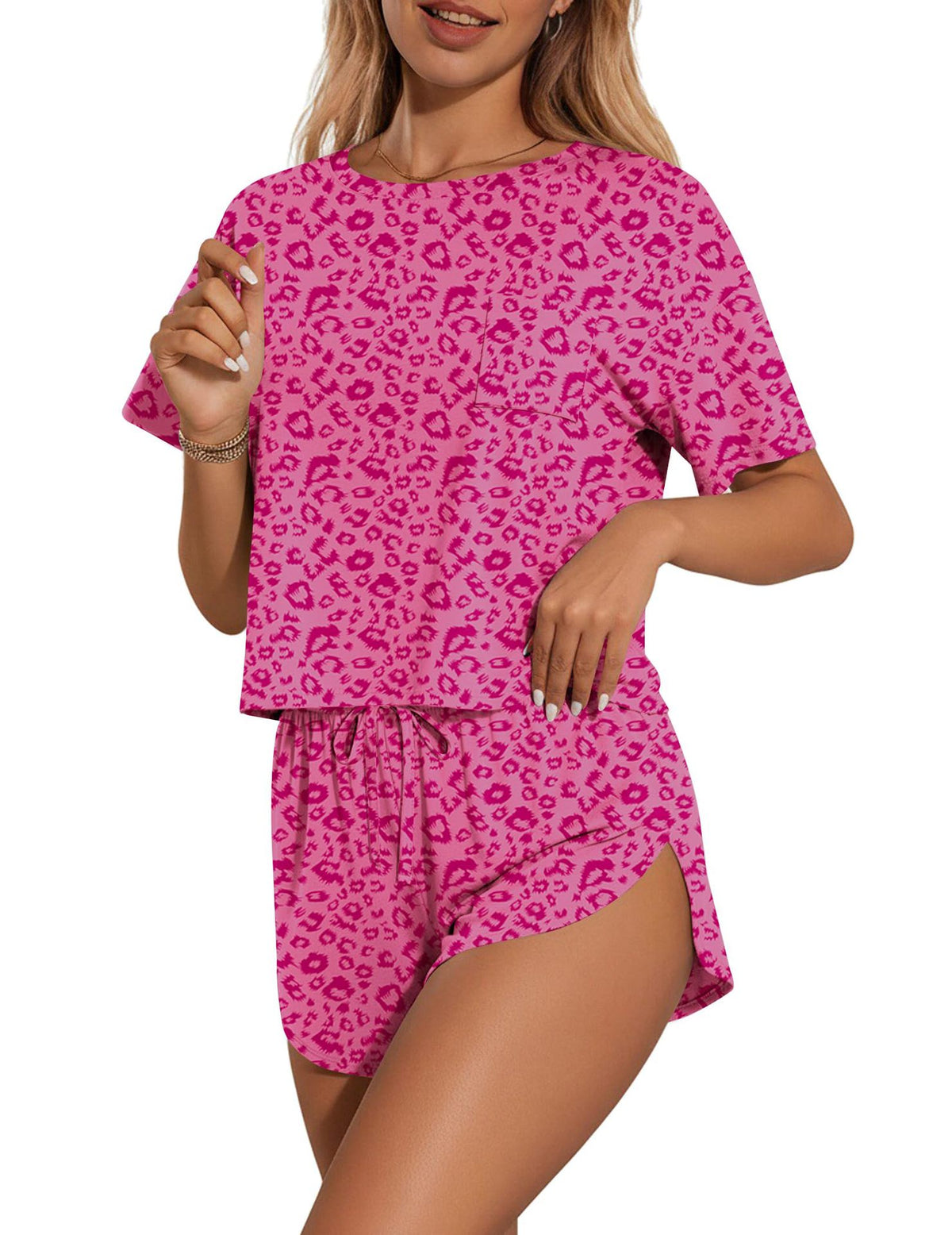 Printed Round Neck Tee and Shorts Set, view 6