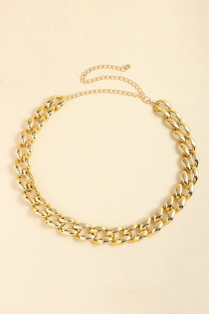 1" Width Acrylic Curb Chain Belt Gold One Size - Fashorio