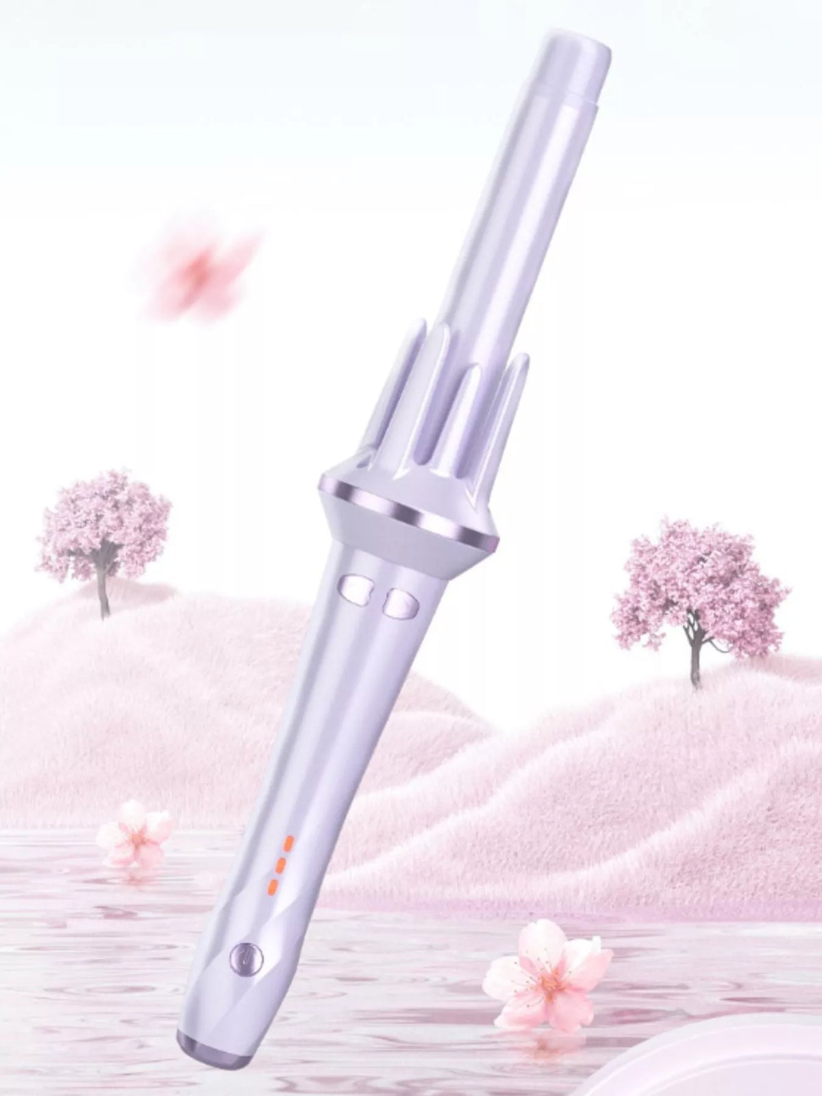 Adjustable temperature rotating curling iron front view