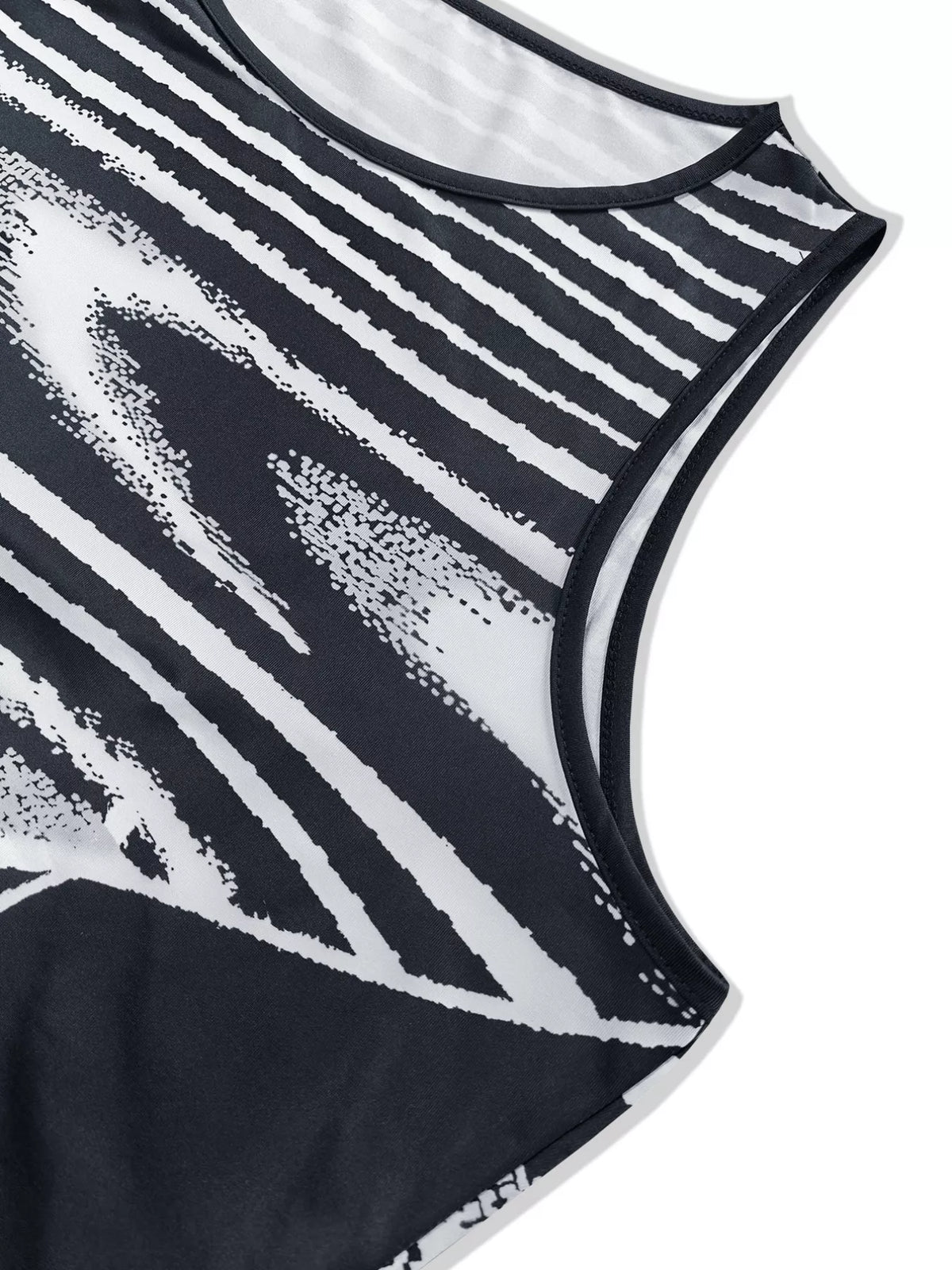 black abstract print bodycon maxi dress hemline detail