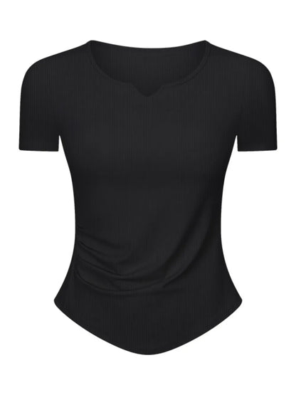 Millennia Notched Short Sleeve Active T-Shirt - Fashorio
