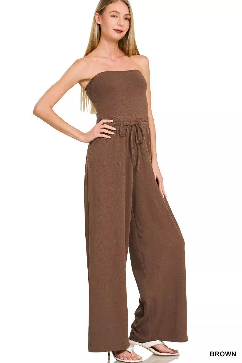 Tube Top Jumpsuit with Drawstring Waist side view